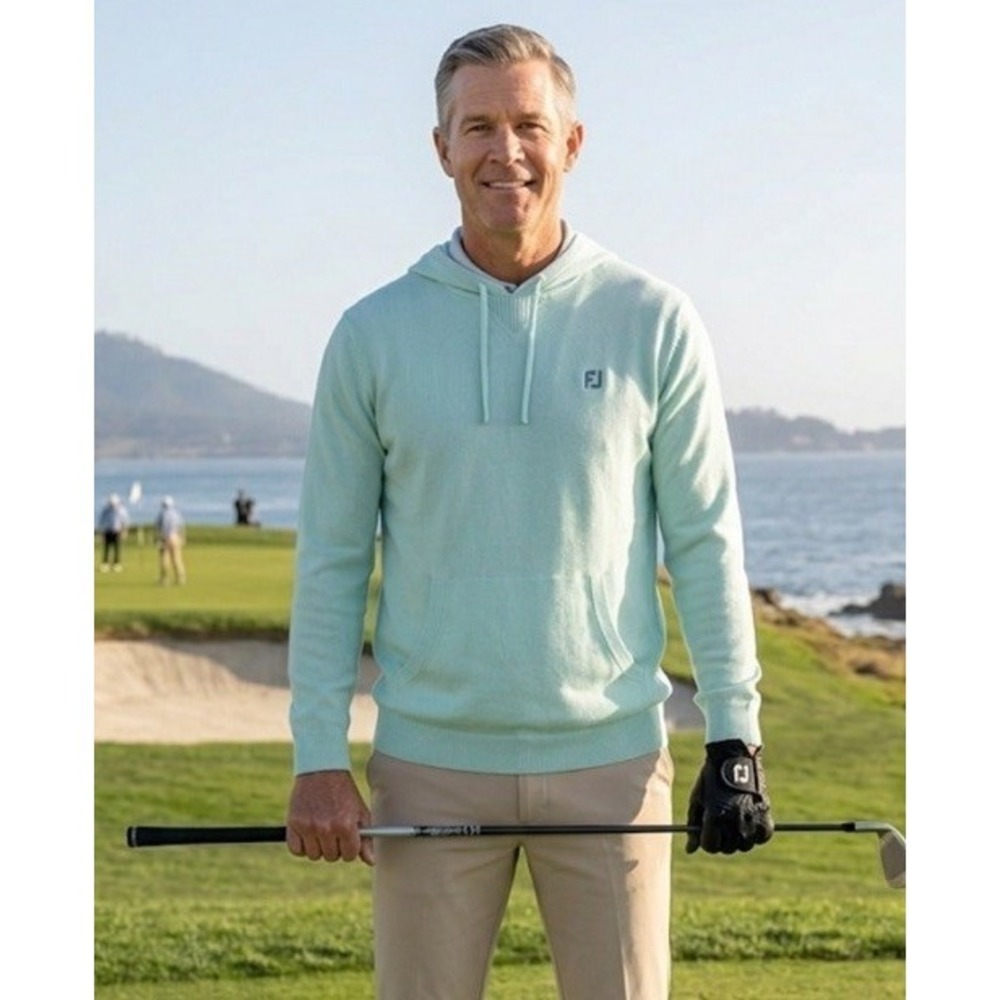 FootJoy Dri-Release Performance Golf Hoodie Sweater Mens Sz S Wool Blend Mint